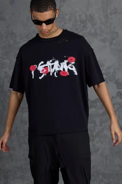 P-Star Oversized Boxy T-Shirt With Graphic Lip Print | BoohooMAN UK