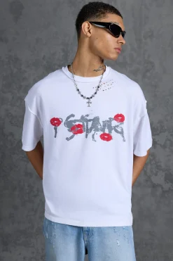 P-Star Oversized Boxy T-Shirt With Graphic Lip Print | BoohooMAN UK