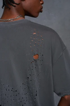 P-Star Oversized Boxy Washed T-Shirt With Skull Print | BoohooMAN UK