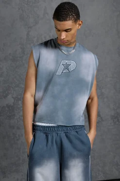 P-Star Oversized Cropped Tank Top With Chest Print | BoohooMAN UK
