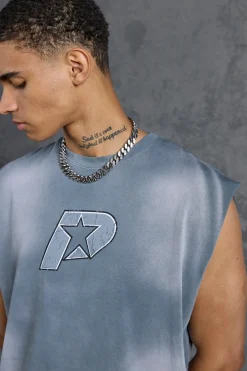 P-Star Oversized Cropped Tank Top With Chest Print | BoohooMAN UK