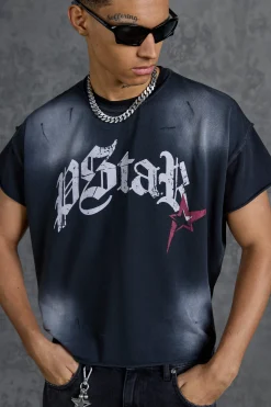 P-Star Oversized Cropped T-Shirt With P-Star Print | BoohooMAN UK
