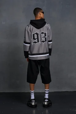 P-Star Oversized Hooded Hockey Jersey With Applique | BoohooMAN UK