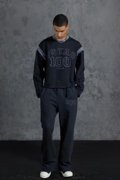 P-Star Slim Fit Flare Joggers With Distressing | BoohooMAN UK