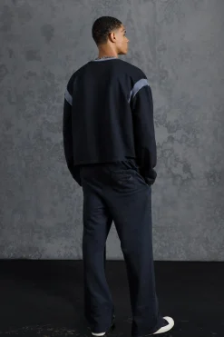 P-Star Slim Fit Flare Joggers With Distressing | BoohooMAN UK