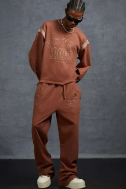 P-Star Slim Fit Flare Joggers With Distressing | BoohooMAN UK