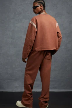 P-Star Slim Fit Flare Joggers With Distressing | BoohooMAN UK