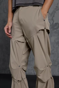 P-Star Slim Fit Flare Stacked Ruched Detail Trousers | BoohooMAN UK