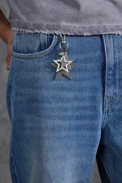 P-Star Slim Fit Flare Stacked Jeans With Keychain | BoohooMAN UK