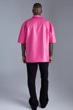 Pu Boxy Oversized Shirt | BoohooMAN UK