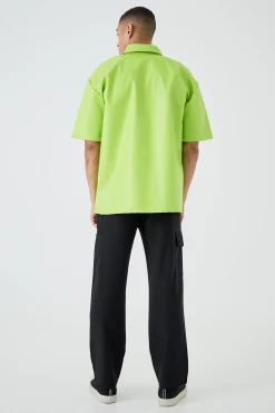 Pu Boxy Oversized Shirt | BoohooMAN UK
