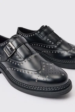 PU Buckle Detail Metal Hardware Loafer In Black | BoohooMAN UK