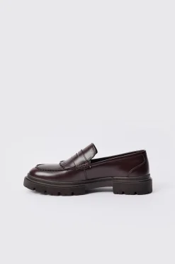 Pu Chunky Sole Tassel Loafer In Brown | BoohooMAN UK