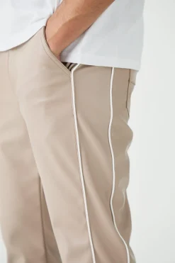 Pu Contrast Stipe Skinny Flared Trousers | BoohooMAN UK