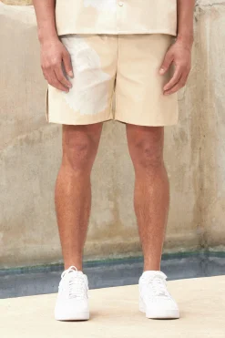 PU Elasticated Waistband Splice Short Print | BoohooMAN UK