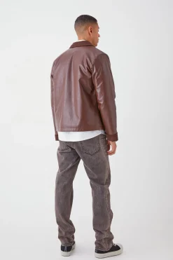 Pu Harrington With Cord Trims | BoohooMAN UK