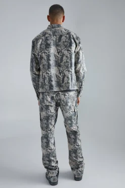 Pu Long Sleeve Boxy Abstract Shirt | BoohooMAN UK