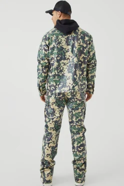 Pu Long Sleeve Boxy Camouflage Shirt | BoohooMAN UK