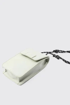 PU Man Tab Phone Bag In Light Grey | BoohooMAN UK