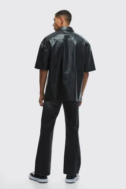 PU Oversized Boxy Shirt | BoohooMAN UK