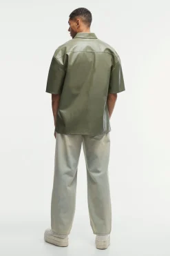 Pu Oversized Boxy Shirt | BoohooMAN UK