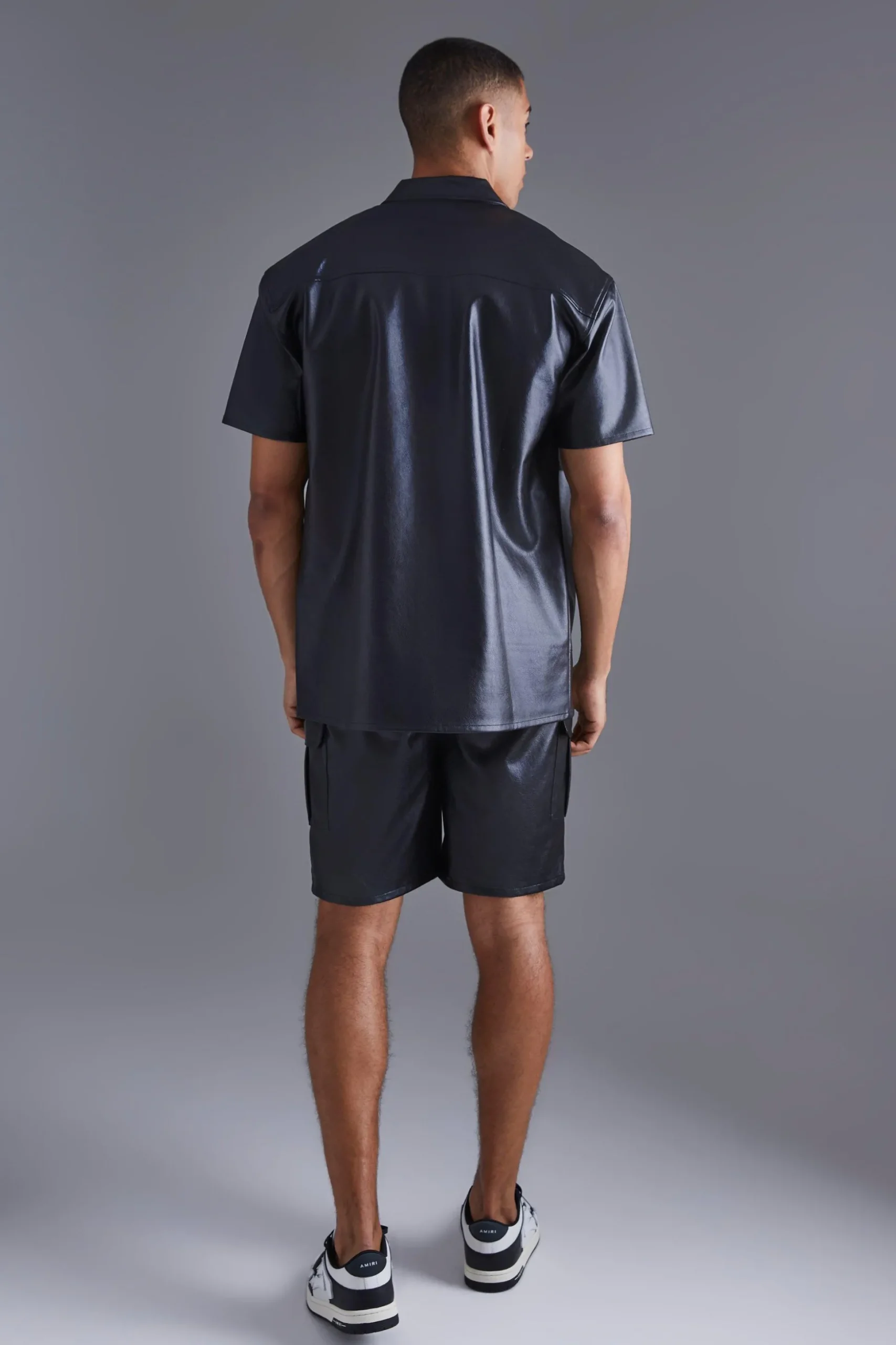 Pu Oversized Panel Detail Shirt | BoohooMAN UK