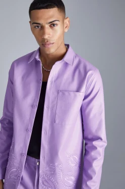 Pu Paisley Embroidered Overshirt | BoohooMAN UK