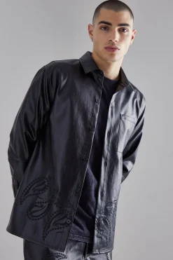 Pu Paisley Embroidered Set | BoohooMAN UK