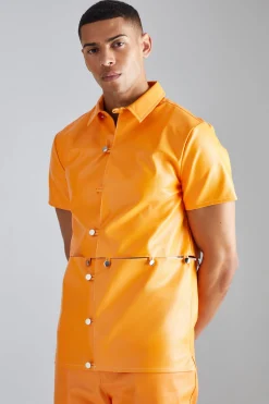 Pu Short Sleeve Detachable Shirt | BoohooMAN UK