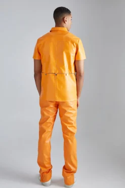 Pu Short Sleeve Detachable Shirt | BoohooMAN UK