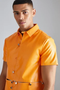 Pu Short Sleeve Detachable Shirt | BoohooMAN UK