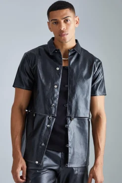 Pu Short Sleeve Detachable Shirt | BoohooMAN UK