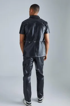 Pu Short Sleeve Detachable Shirt | BoohooMAN UK