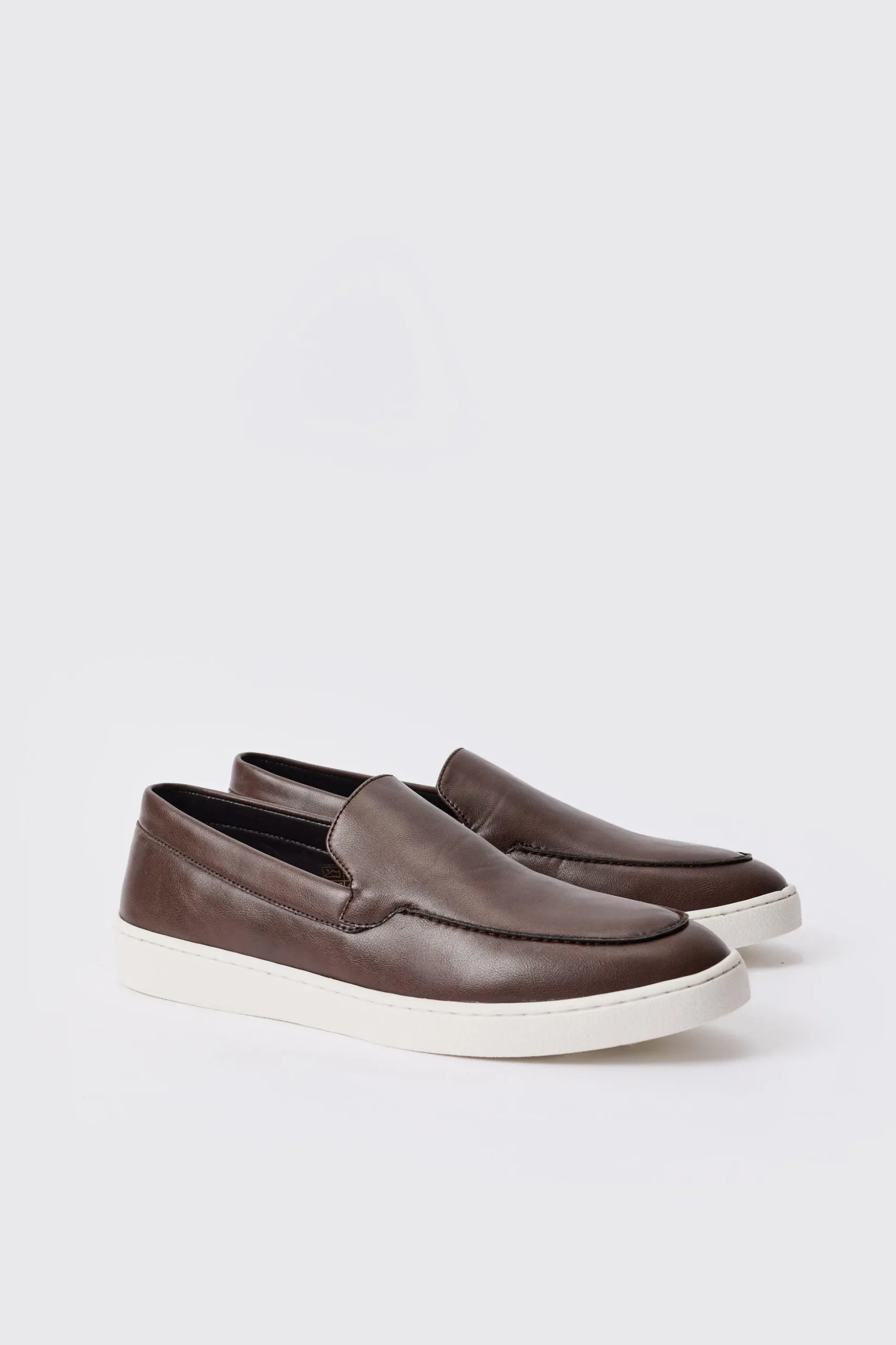 PU Slip On Loafer In Brown | BoohooMAN UK