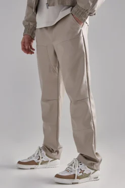 Pu Straight Leg Trousers | BoohooMAN UK