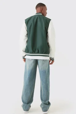 Pu Varsity Jacket | BoohooMAN UK