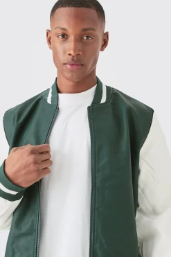Pu Varsity Jacket | BoohooMAN UK
