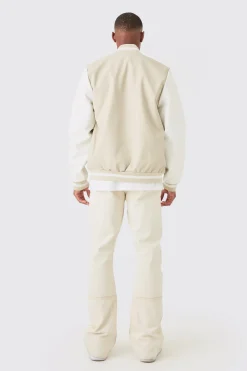 Pu Varsity Jacket | BoohooMAN UK