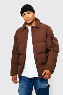 Puffer Harrington With Ma1 Pocket | BoohooMAN UK