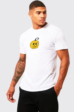 Pumpkin Print T-shirt | BoohooMAN UK