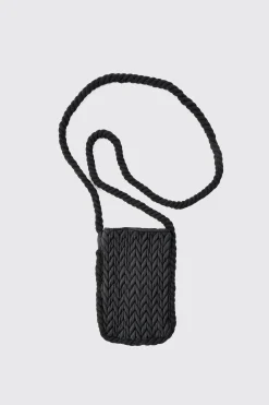 Quilted Bottle Bag In Black | BoohooMAN UK