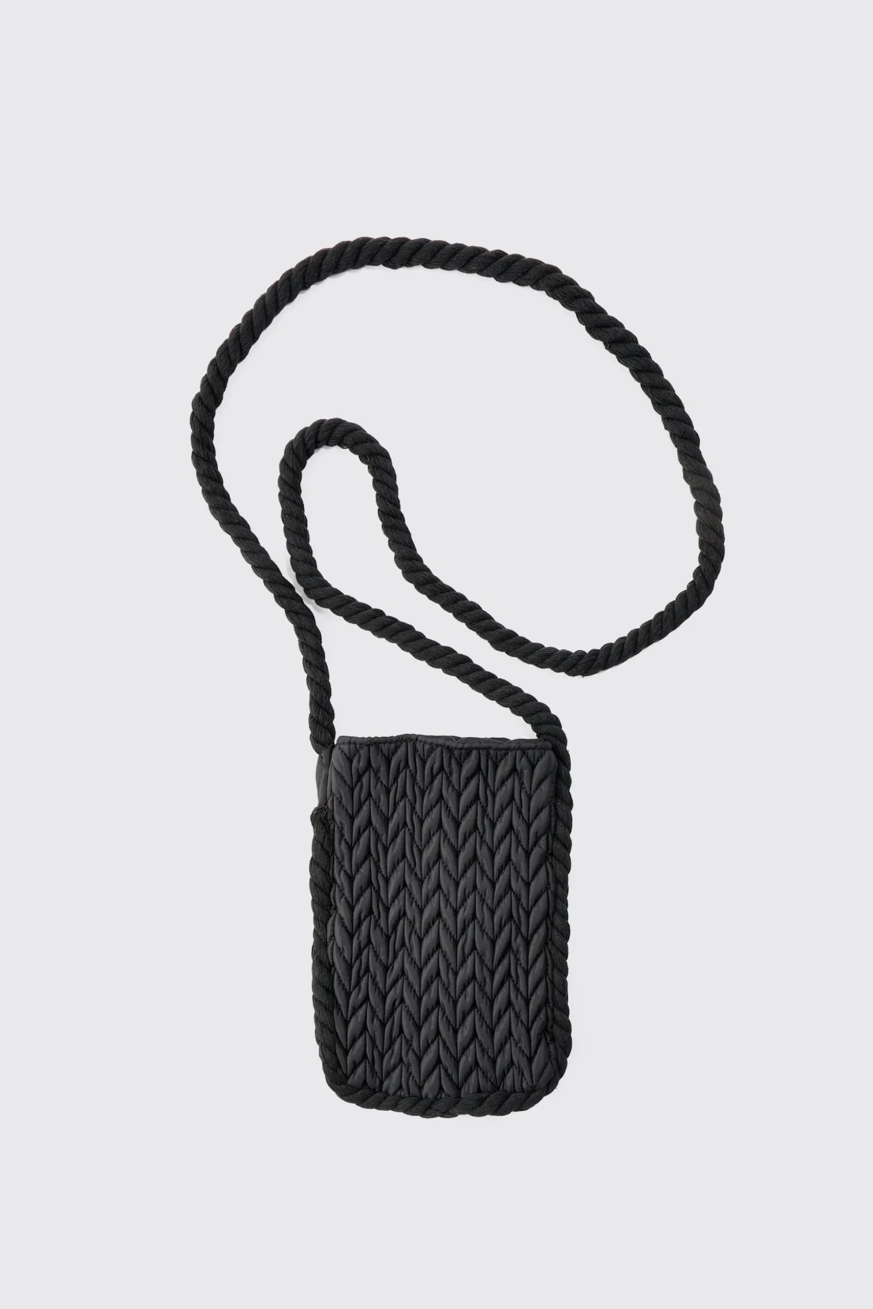 Quilted Bottle Bag In Black | BoohooMAN UK