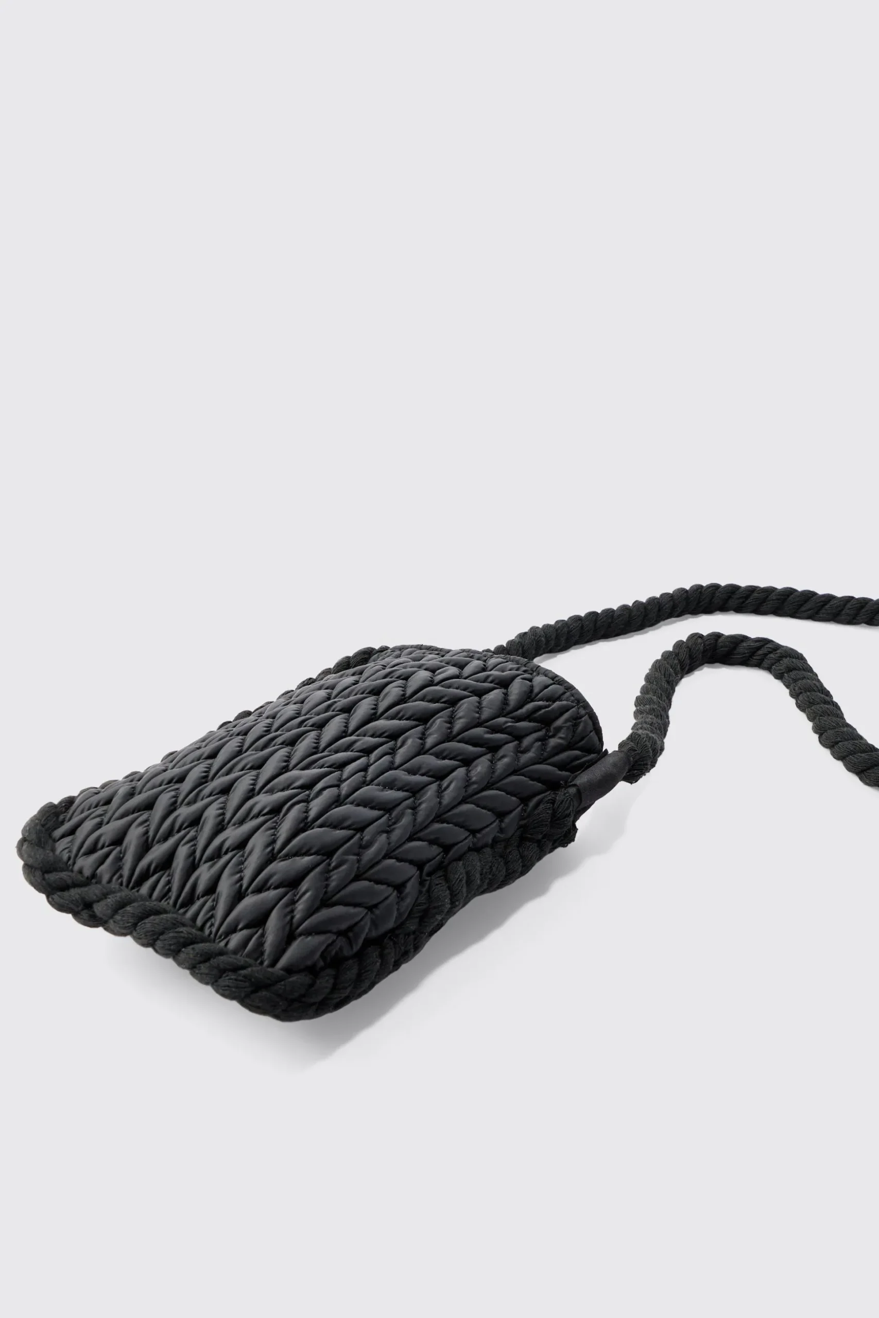 Quilted Bottle Bag In Black | BoohooMAN UK