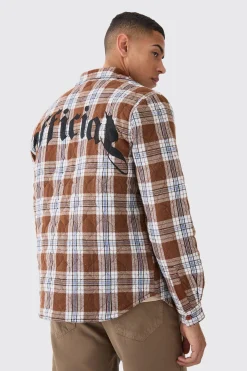 Quilted Checked Overshirt | BoohooMAN UK