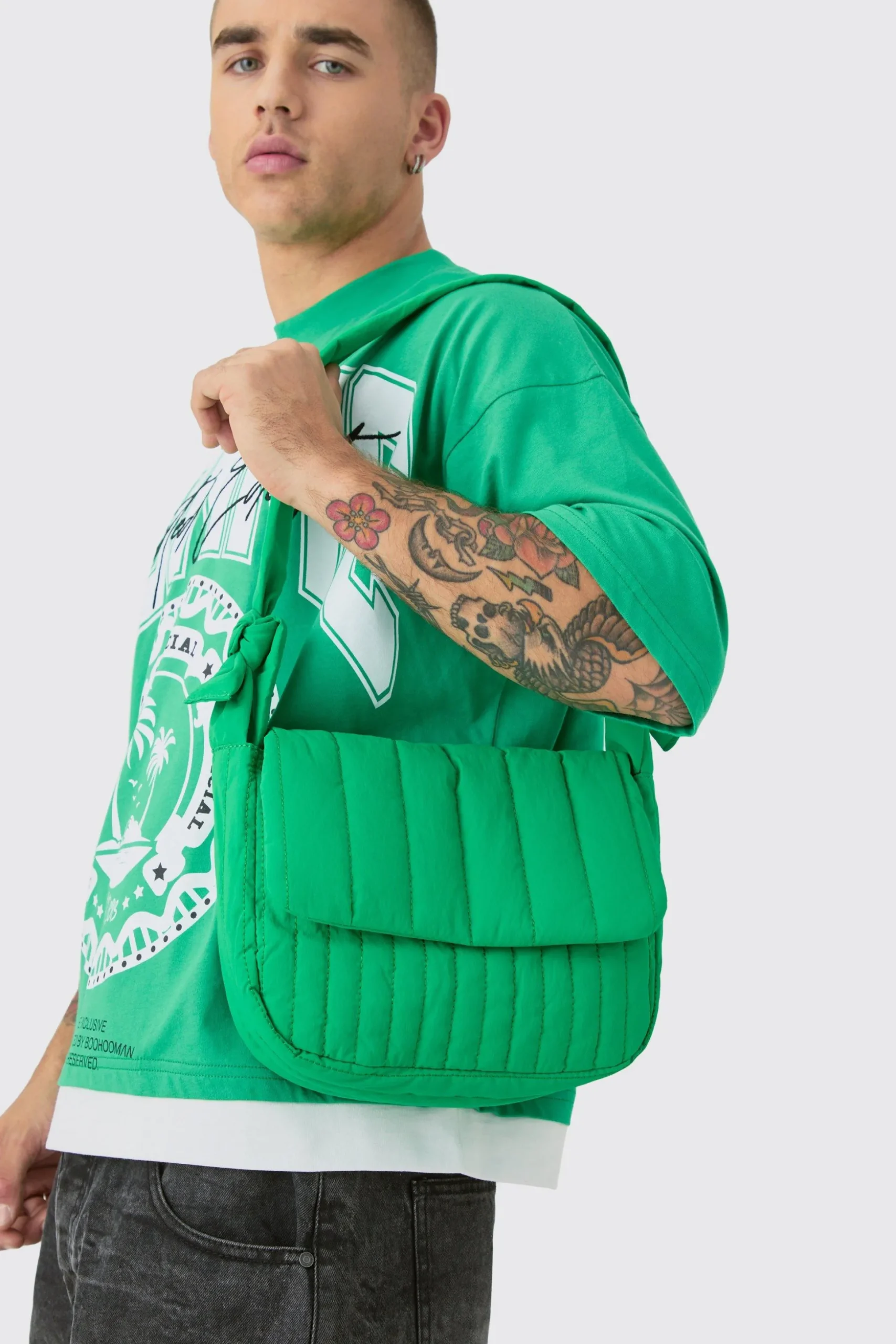 Quilted Cross Body Satchel Bag | BoohooMAN UK