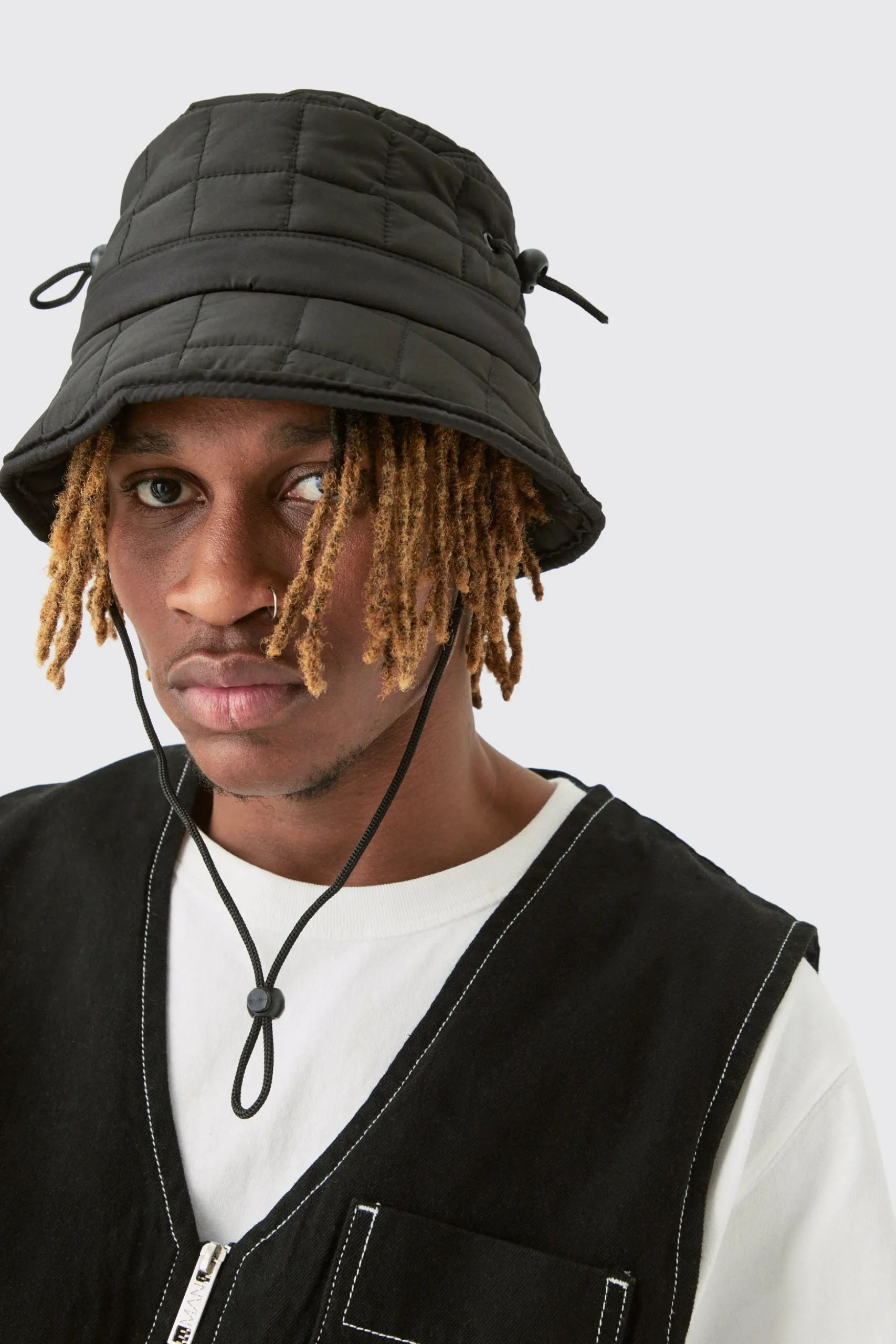 Quilted Nylon Bucket Hat | BoohooMAN UK