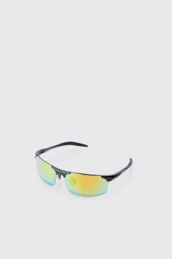 Racer Mirror Lens Sunglasses In Multi | BoohooMAN UK