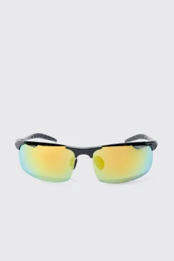 Racer Mirror Lens Sunglasses In Multi | BoohooMAN UK