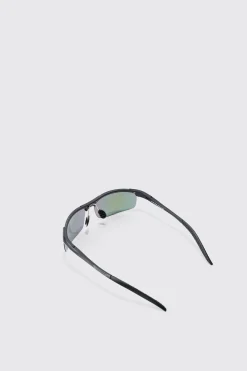 Racer Mirror Lens Sunglasses In Multi | BoohooMAN UK