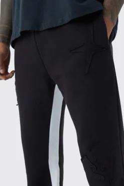 Raw Applique Gusset Jogger | BoohooMAN UK